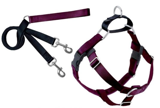 2 Hounds Design Freedom No-Pull Dog Harness Training Package with Leash, Burgundy Large