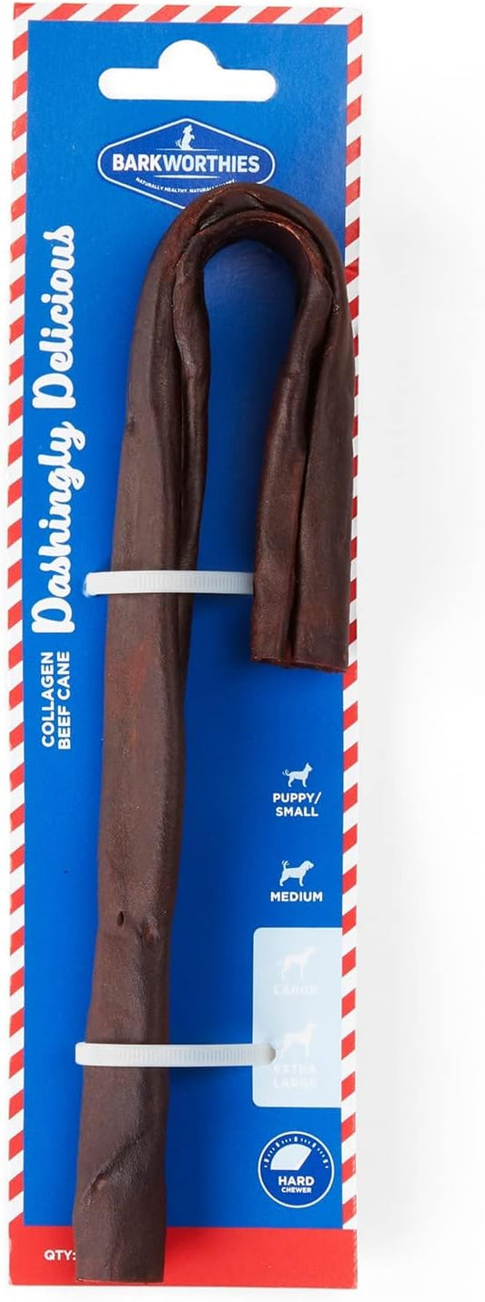 Barkworthies 7-9" Collagen Cane Dog Chew 3-Pack