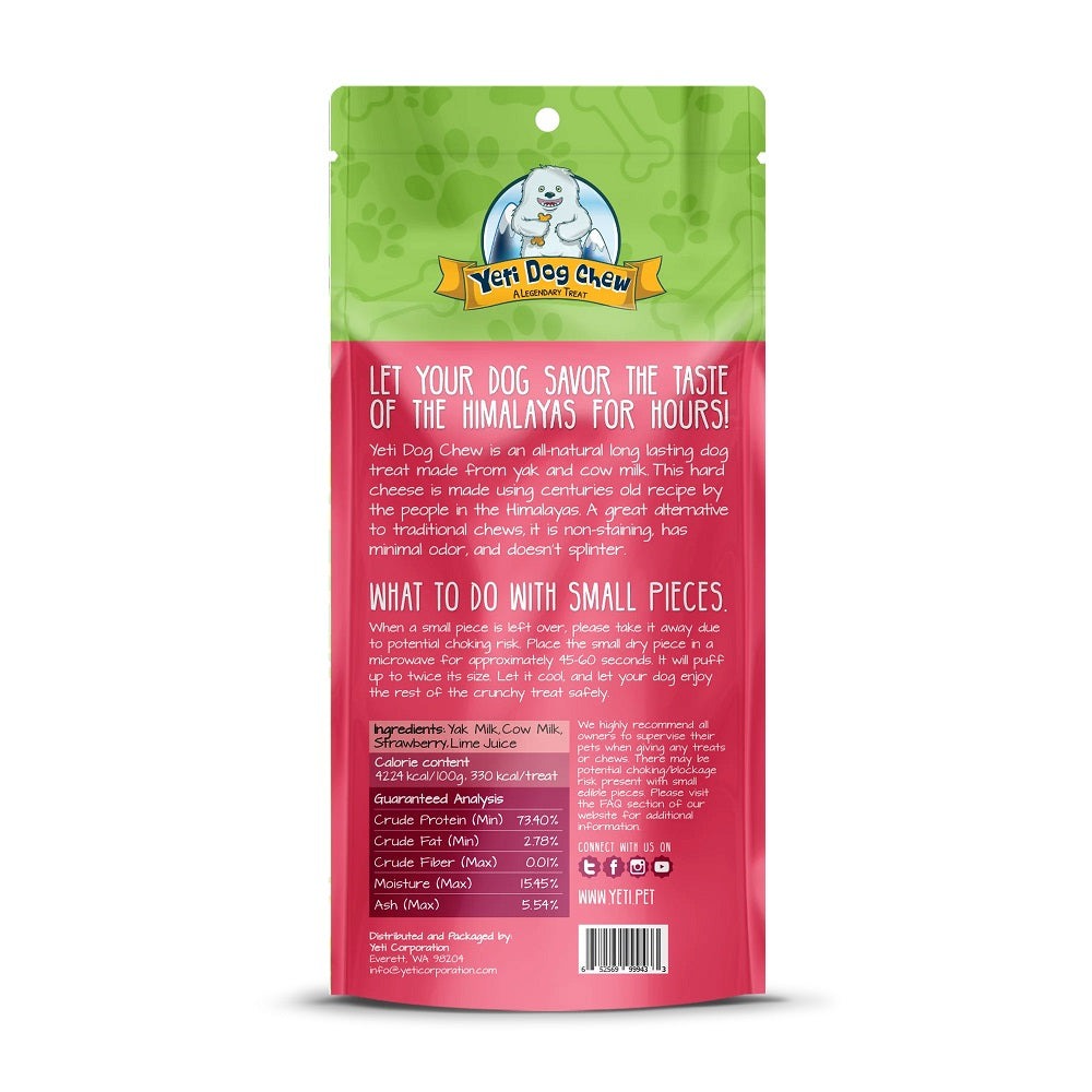 Yeti Dog Chew Strawberry Dog Chews Treats- Large, 3.5 oz