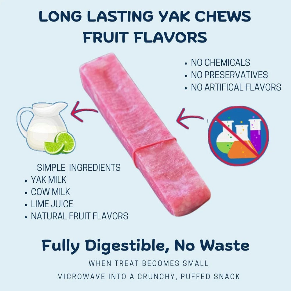 Yeti Dog Chew Strawberry Dog Chews Treats- Large, 3.5 oz