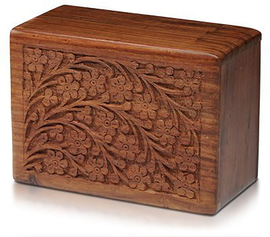 Tree of Life Hand-Carved Rosewood Urn Box - Large