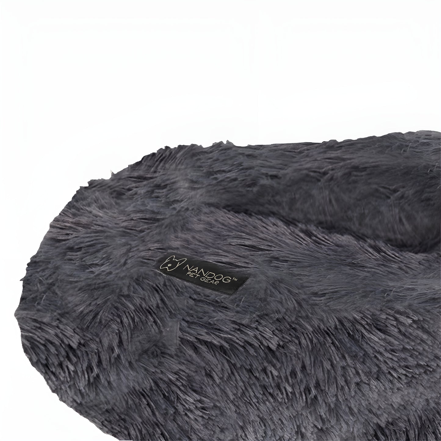 NANDOG Round Shaggy Round Pet Bed - Dark Gray (26" Diameter)