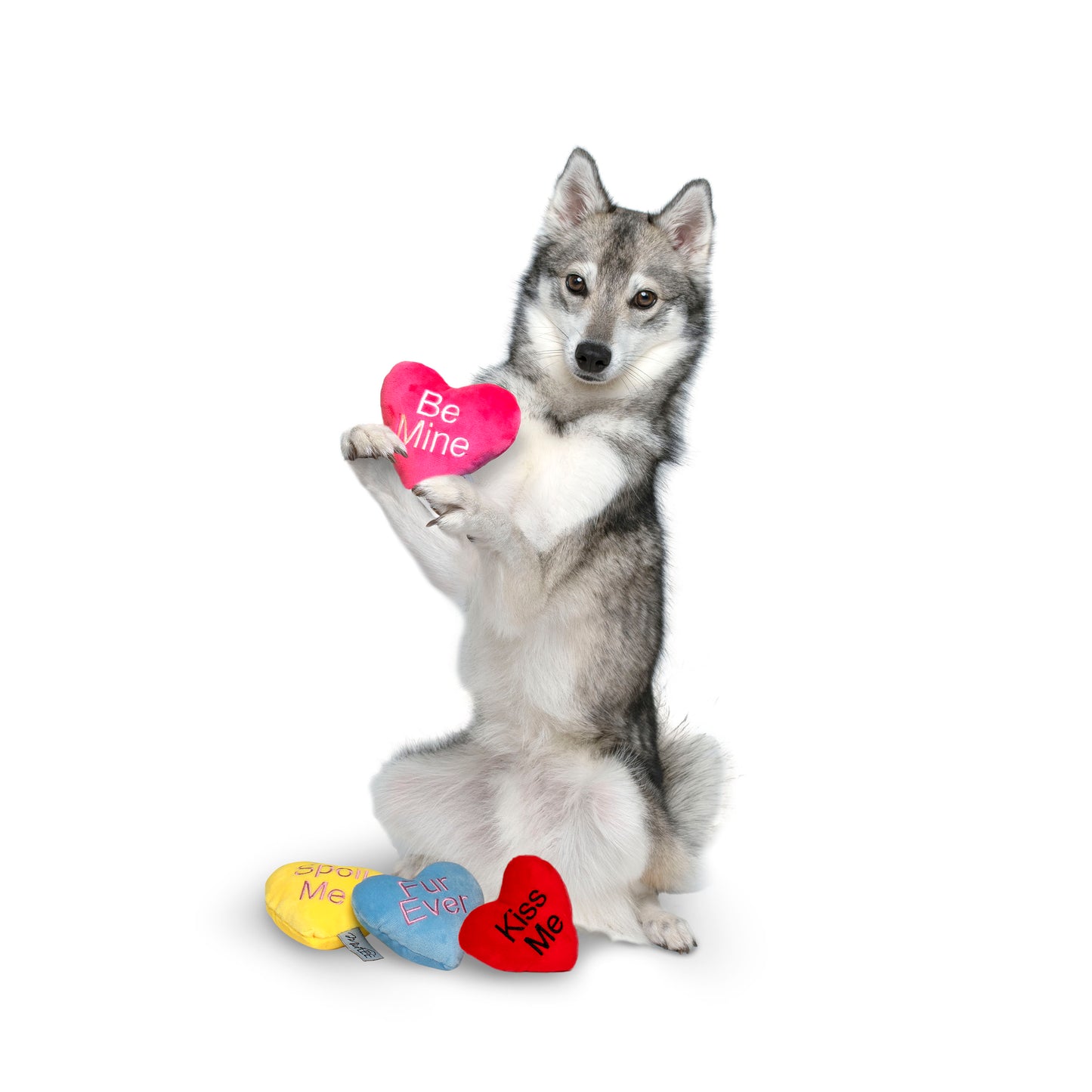 Midlee Candy Heart Valentine's Dog Toy- Set of 4