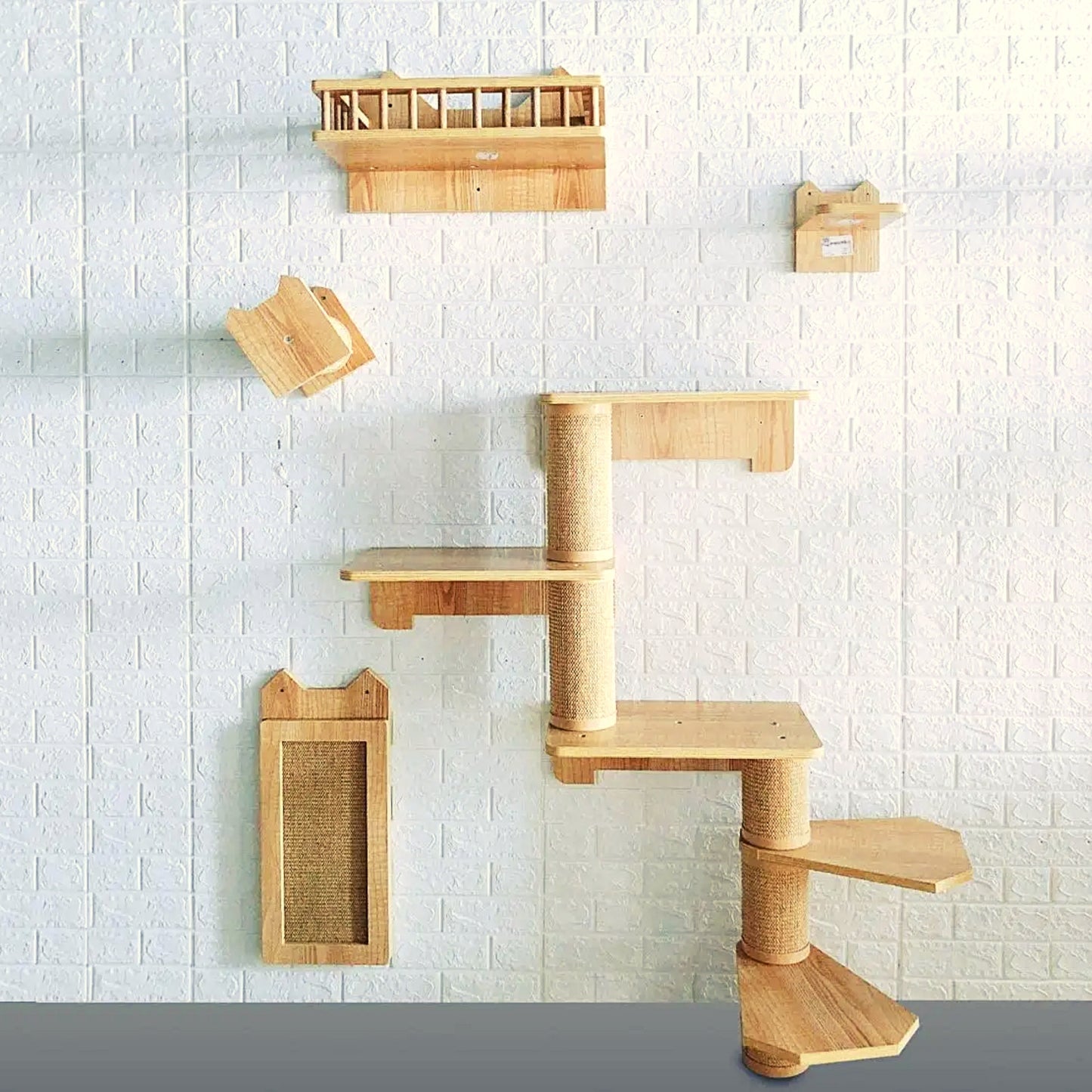 Midlee Cat Wall Shelves Climber Furniture- Medium- Perch Activity Wooden Tree