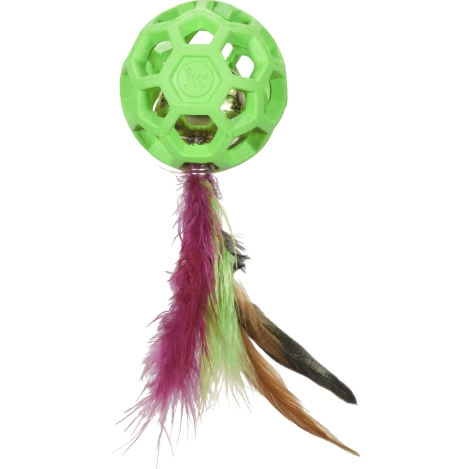 JW Pet Cataction Feather Ball Toy With Bell Interactive Cat Toy