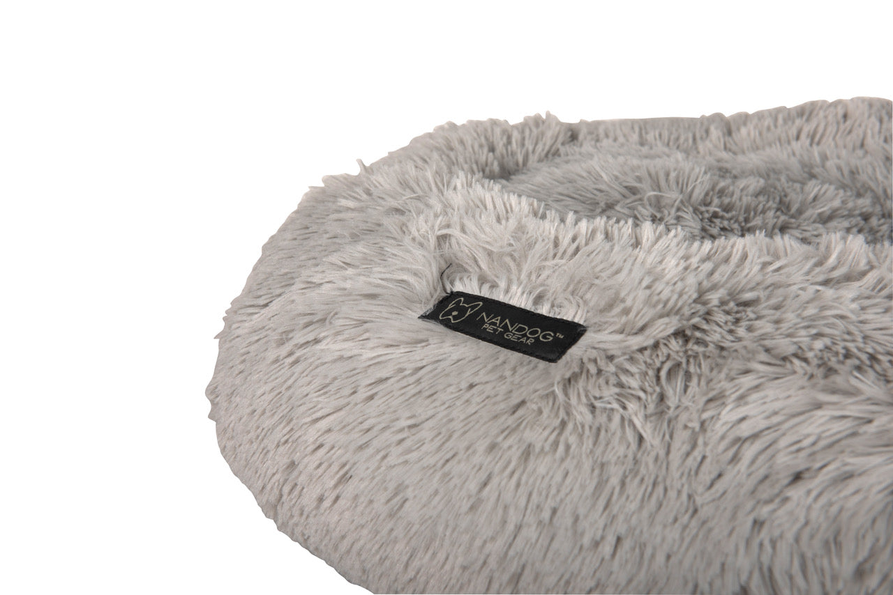 NANDOG Round Shaggy Round Pet Bed - Light Gray (26" Diameter)