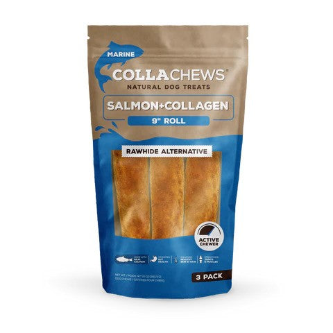 CollaChews 9" Salmon & Collagen Rolls - 3 Pack Bag