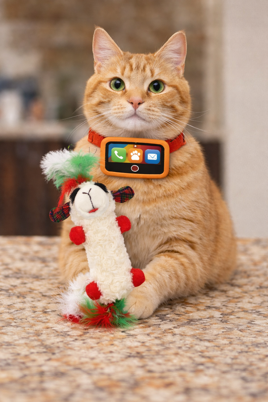 Multipet Holiday Lamb Chop Kuddler with/ Feathers and Crinkle Cat Toy 11.8"