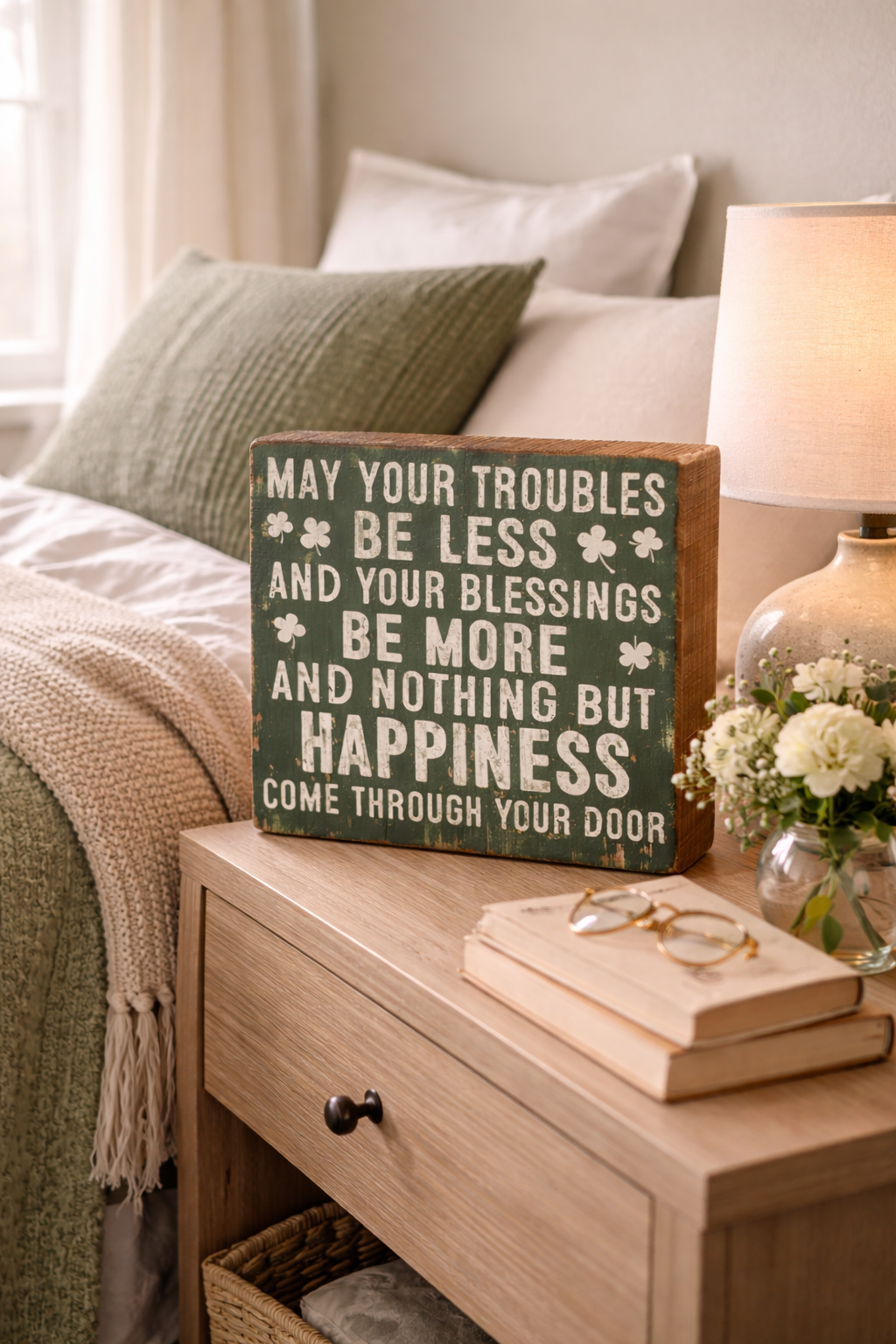 Primitives by Kathy Troubles Be Less Your Blessings Be More Box Sign