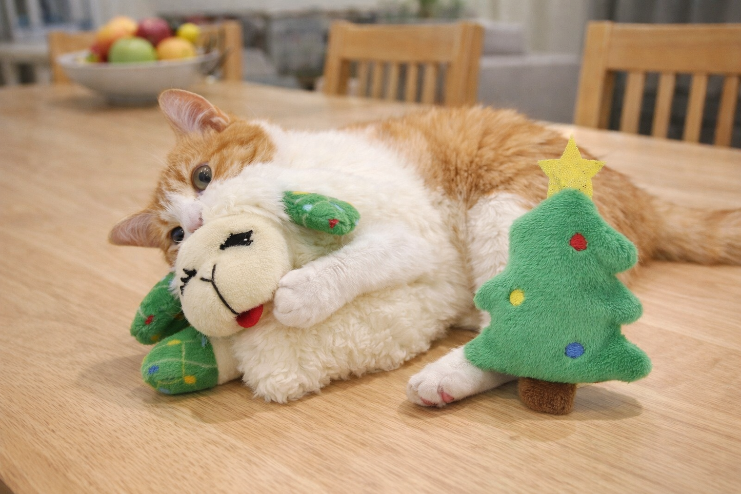 Multipet Lamb Chop Christmas tree Holiday Cat Toy - 2Pk