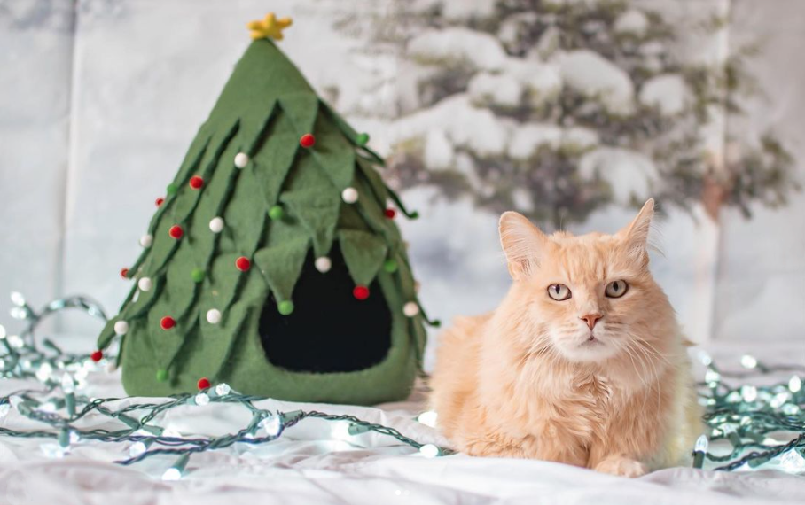 Midlee Christmas Tree Wool Cat Cave Bed
