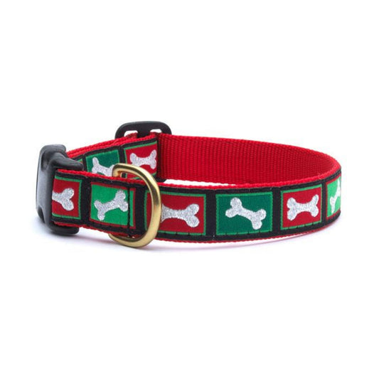 Up Country Christmas Bones Style Dog Collar, Large