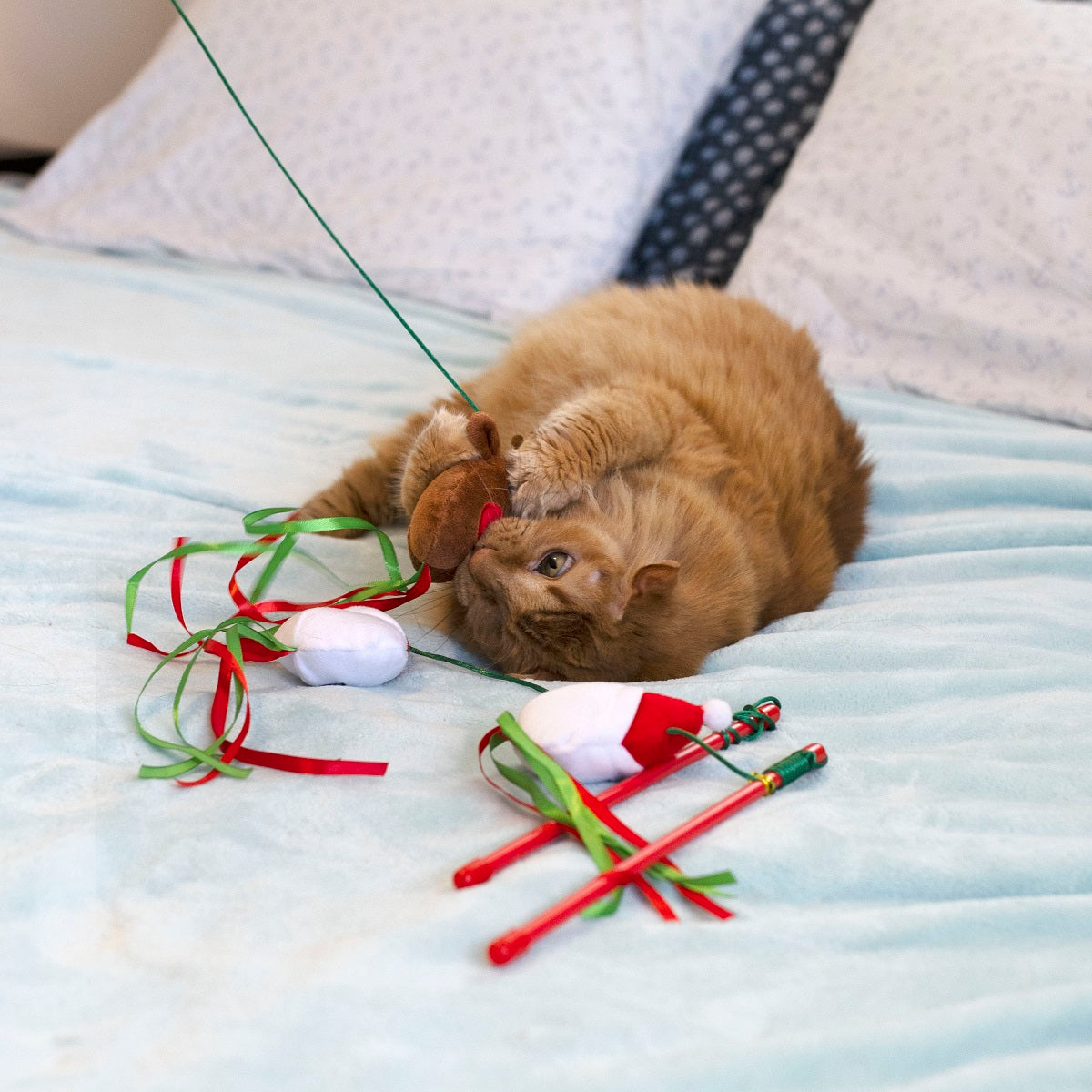 Midlee Christmas Cat Wand with Ribbon 3 Pack