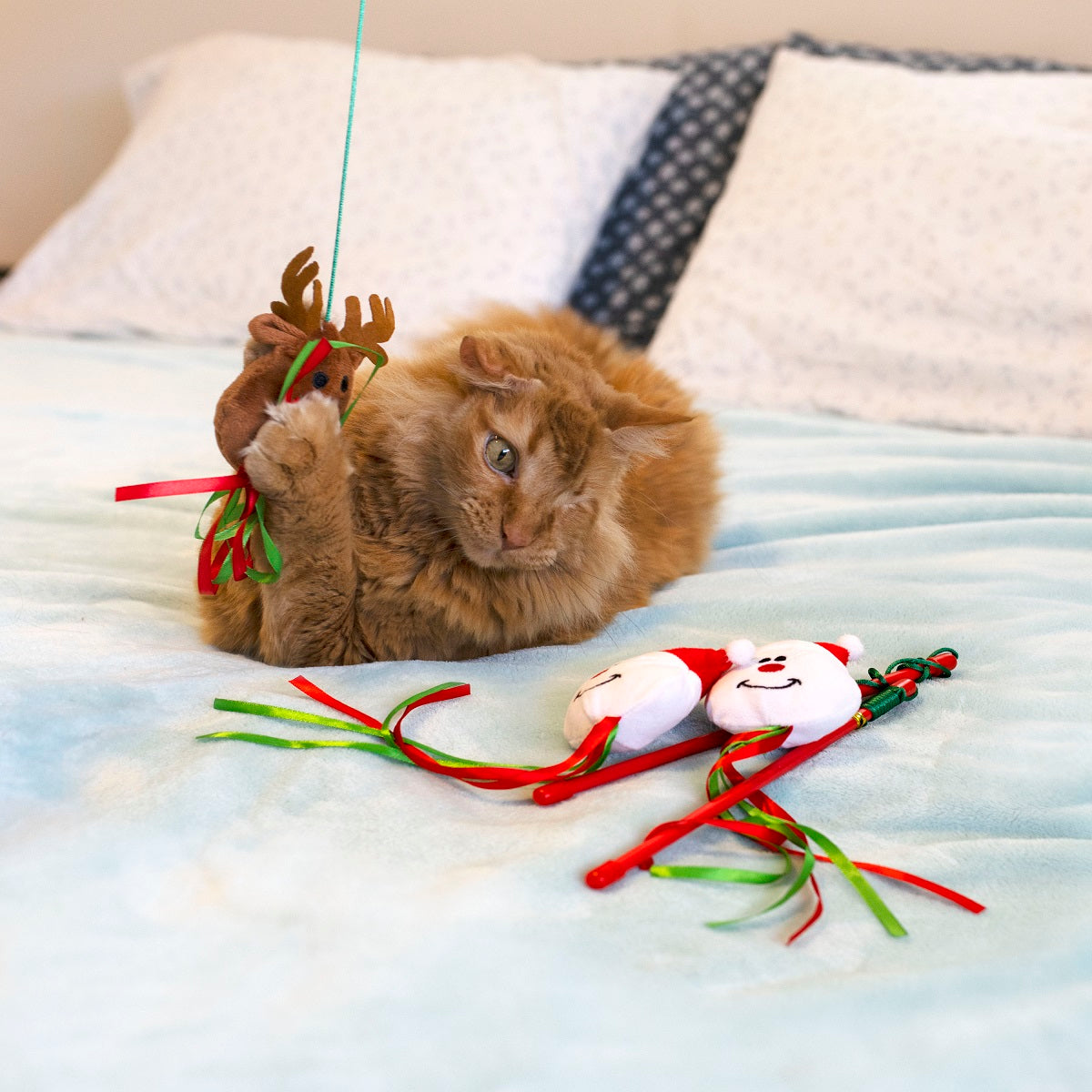 Midlee Christmas Cat Wand with Ribbon - 3 Pack