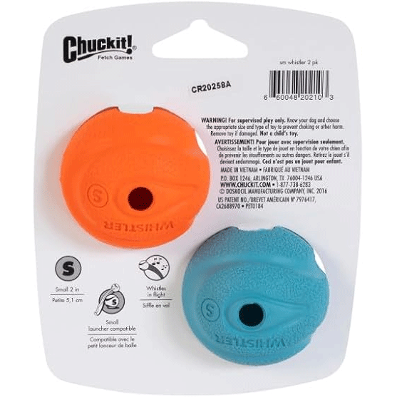 Chuckit! The Whistler Ball Dog Toy, Small (2 Inch Diameter) for Dogs 0-20 lbs