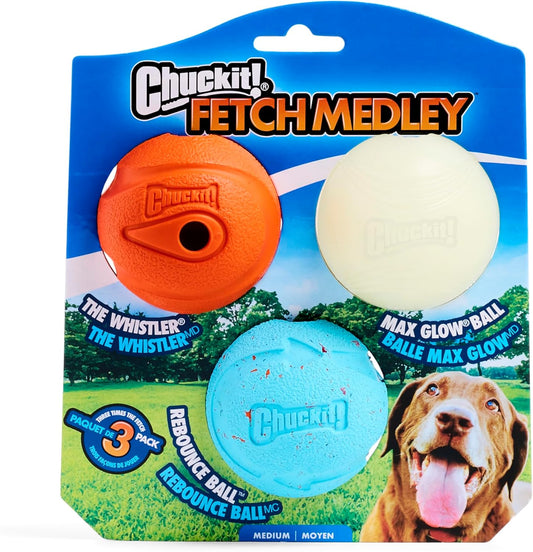 Chuckit Fetch Medley Balls Medium Ball - 2.25" Diameter (3 Pack)