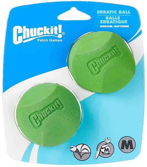 Chuckit Erratic Ball for Dogs- Medium (2.25" - 2 Pack)