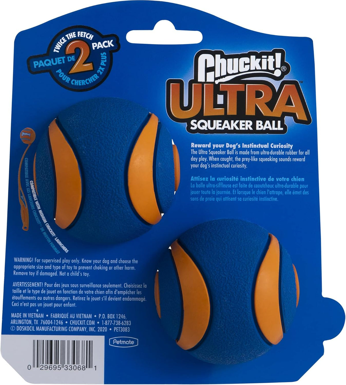Chuckit! Ultra Squeaker Ball Dog Toy 2.25" (Medium) - Pack of 2-  2 Pack