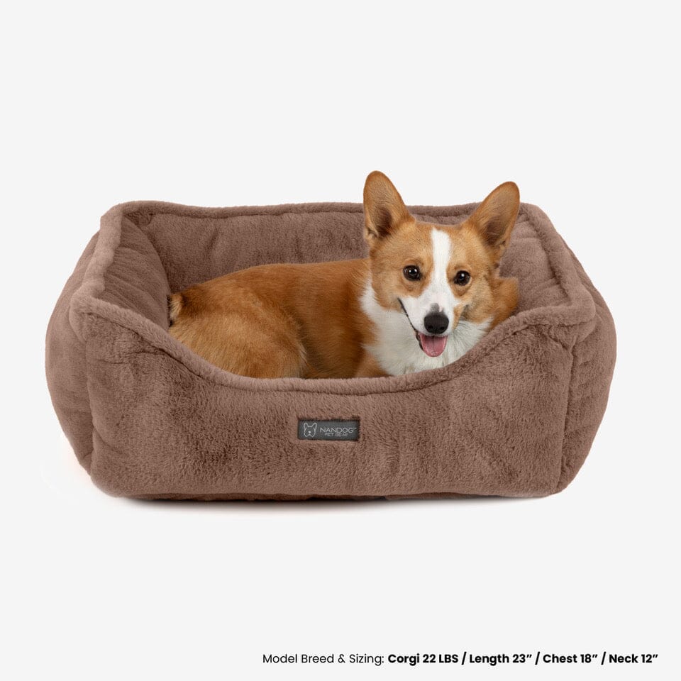 Nandog Pet Gear Cloud Reversible Dog Pet Bed - Brown/Mink Tan