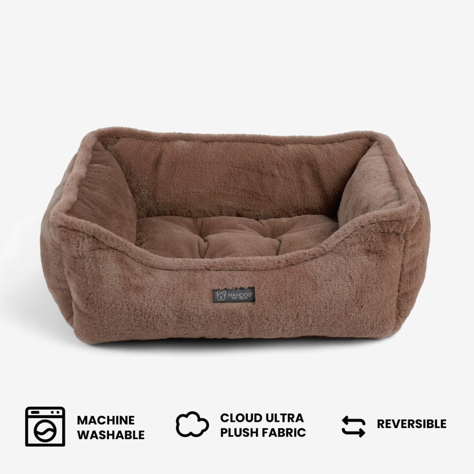 Nandog Pet Gear Cloud Reversible Dog Pet Bed - Brown/Mink Tan