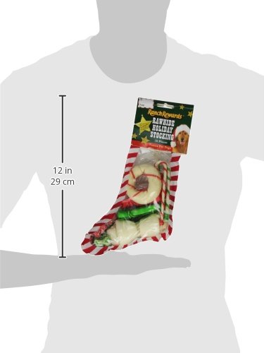 Pet Edge Ranch Rewards Rawhide Gift In Holiday Stocking For Dogs, Small Size – Dog Treats In Holiday Shapes And Colors