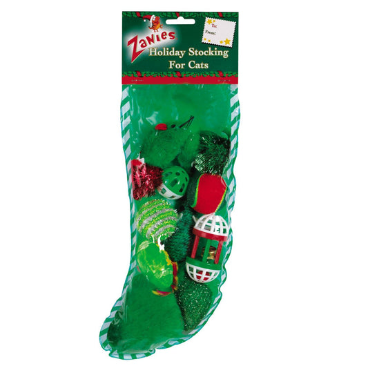 Zanies Fun Filled Holiday Cat Stocking with Assorted Cat Toys