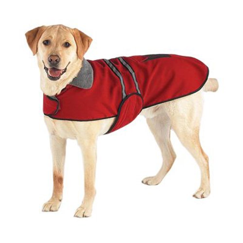 Casual Canine Fleece-Lined Reflective Dog Jacket for Safety, Red, X-Large