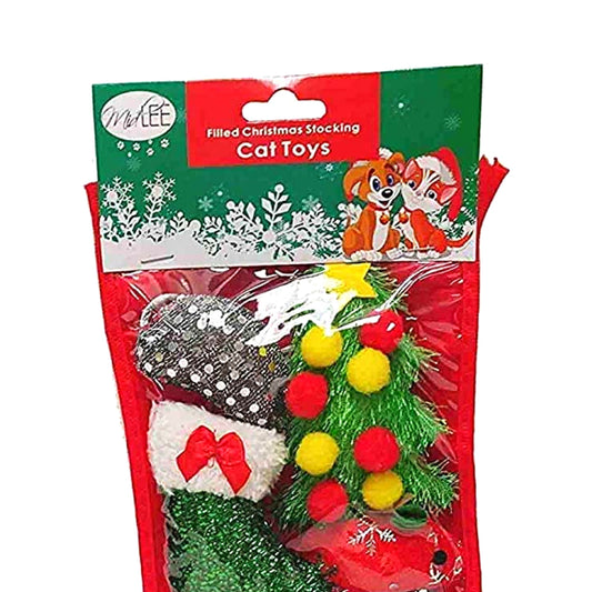 Midlee Cat Christmas Stocking with Toys - 14 Toys
