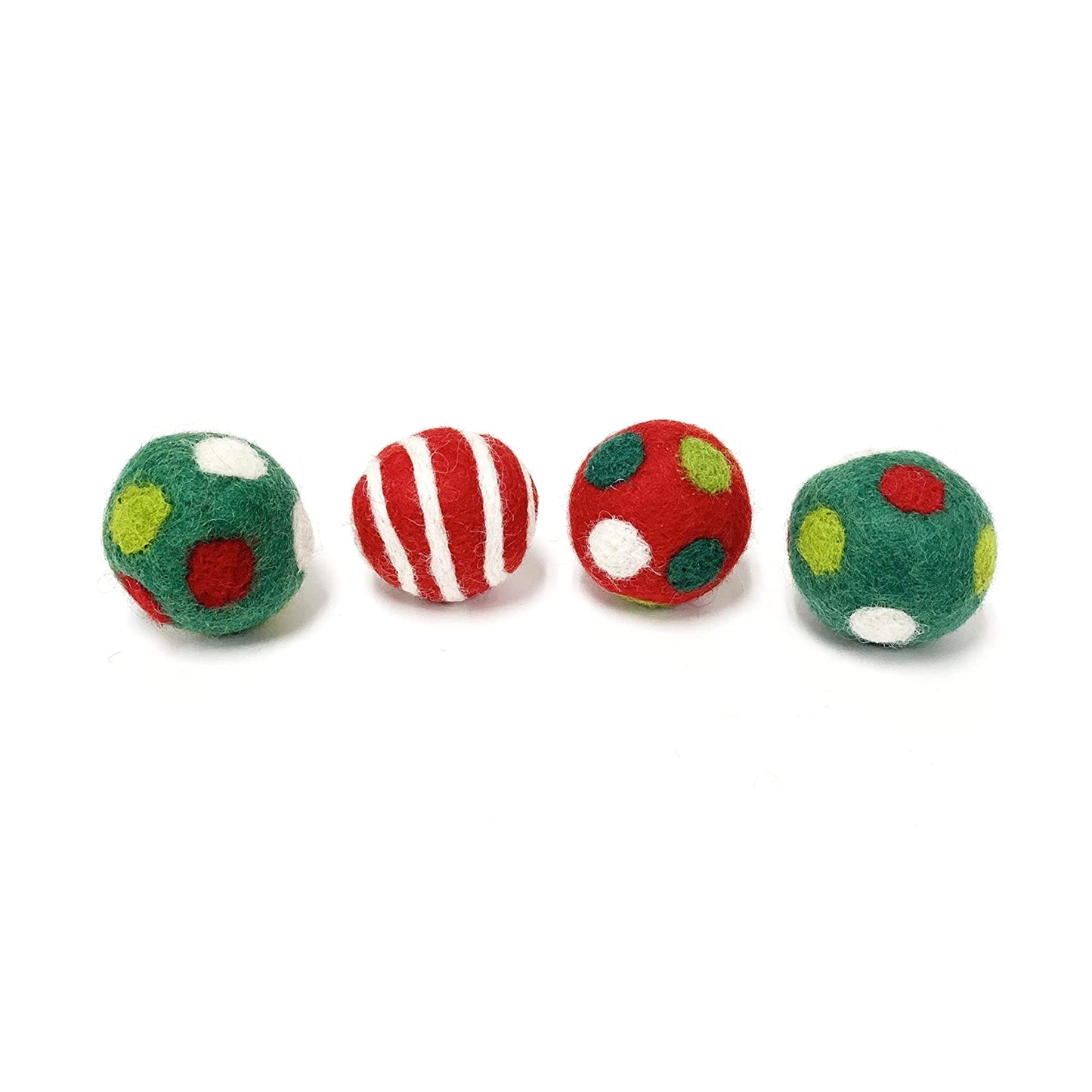 Midlee Candy Cane Wool Ball Filled Cat Toys