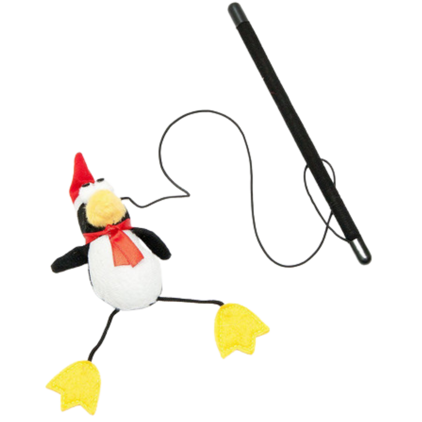 Midlee 2-Pack Santa Mouse & Penguin Wand Christmas Cat Toy - 8" x 30"
