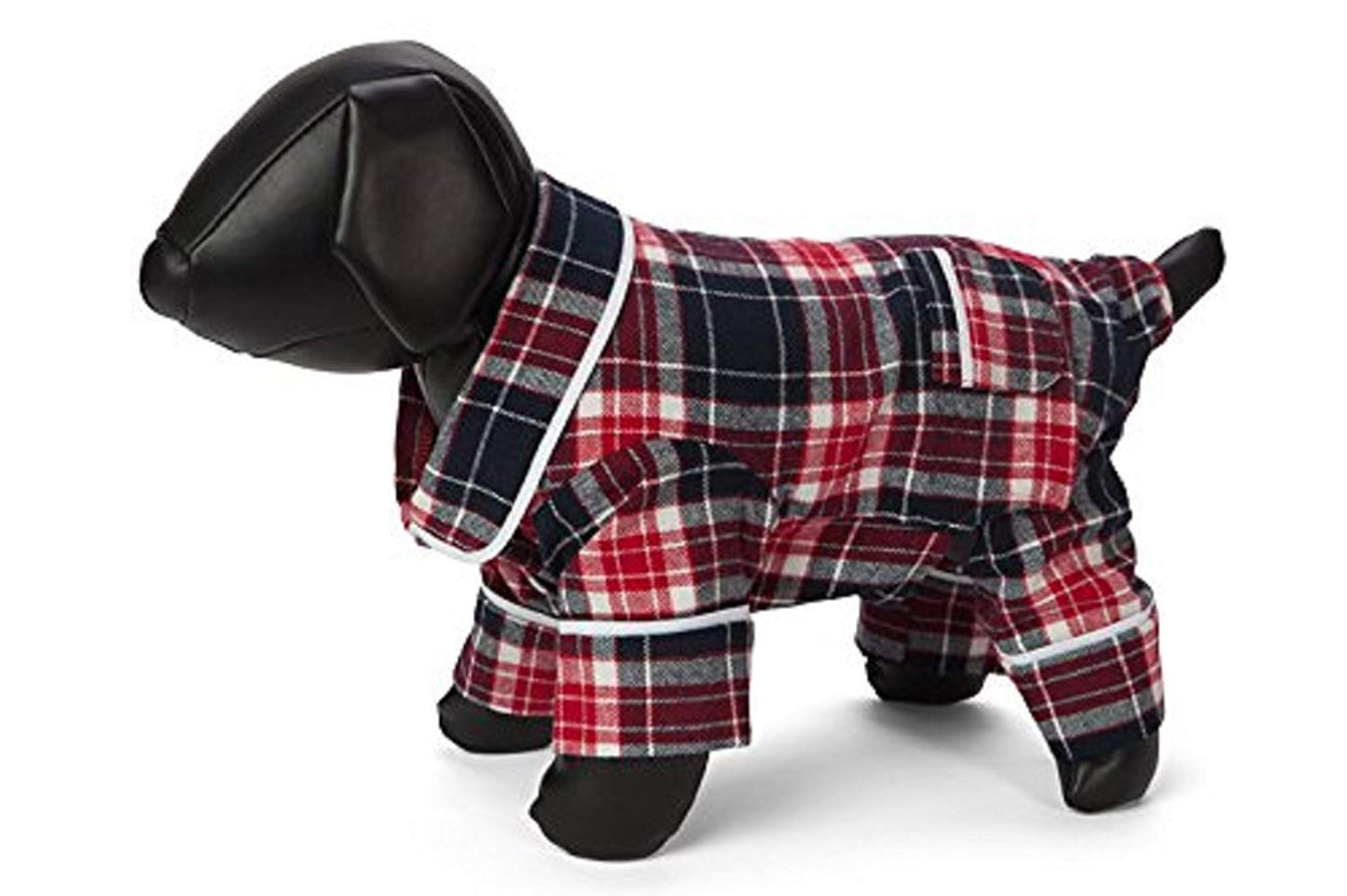 Fab Dog Flannel Dog Pajamas, 10" Length, Blue Plaid