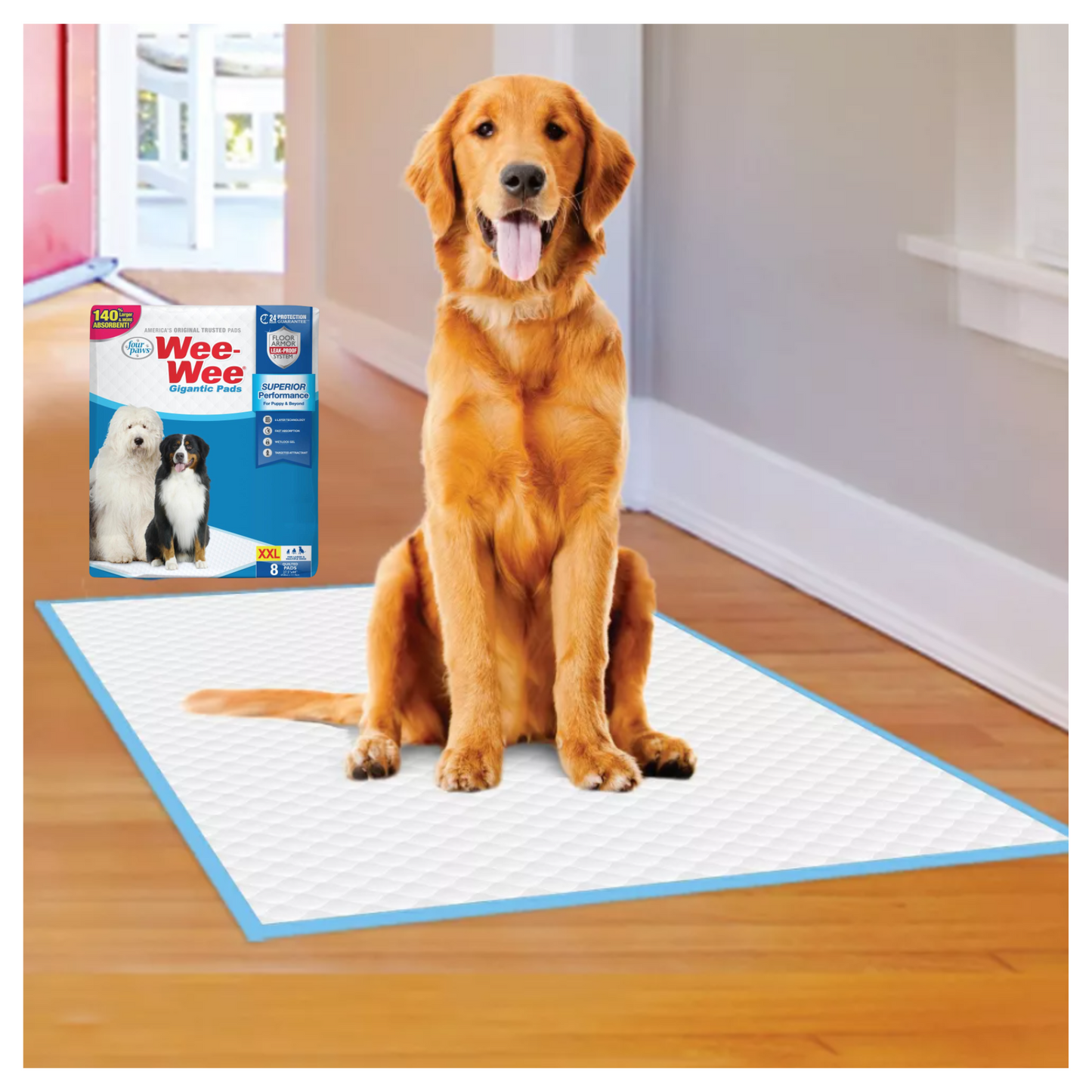 Four Paws Gigantic Wee Wee Pads XXL 8 Pads Midlee Designs Four paws gigantic wee wee pads xxl 8 pads midlee designs