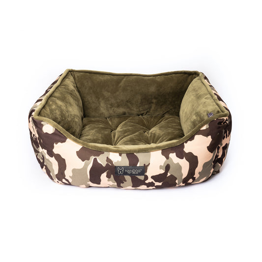 NANDOG Cloud Collection Micro Plush Fabric Cat and Dog Beds - Camouflage Green