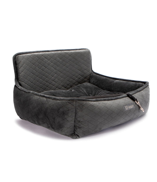 Nandog Pet Gear Luxury Dog Car Seat Bed Large Quilted - Dark Gray