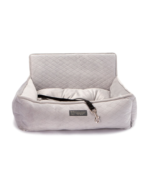 Nandog Pet Gear Large Car Seat Quilted Light Gray