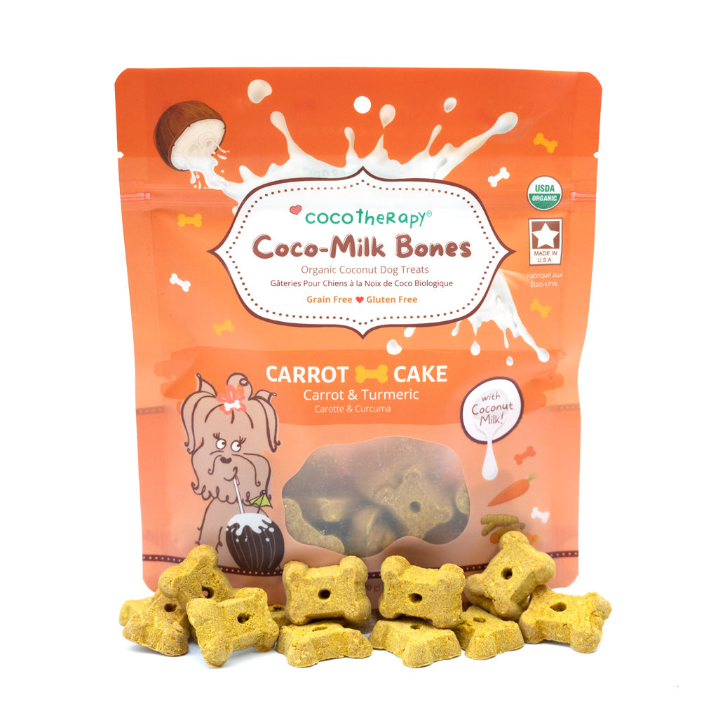 CocoTherapy Coco-Milk Bones Carrot Cake Biscuit - Organic Coconut Treat for dogs (6 oz)