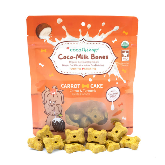 CocoTherapy Coco-Milk Bones Carrot Cake Biscuit - Organic Coconut Treat for dogs (6 oz)