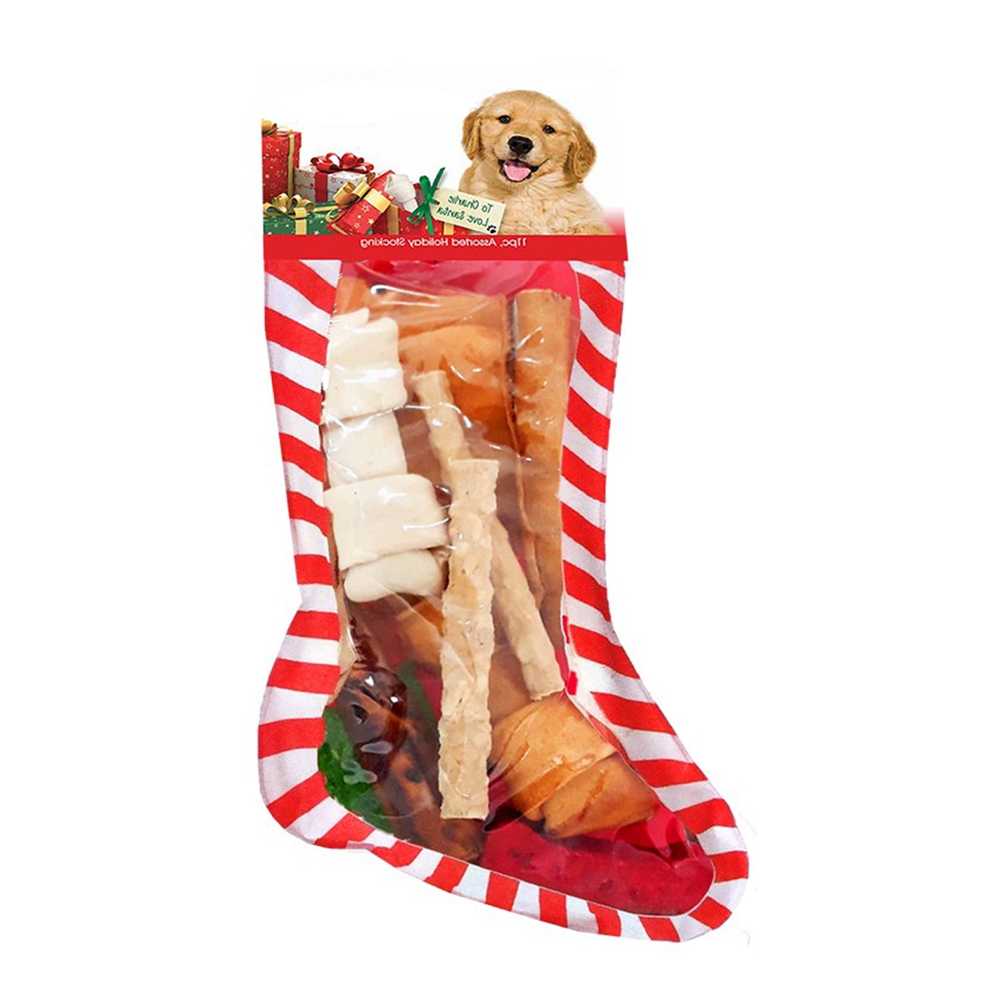 Pet Factory Holiday American Beefhide Rawhide Dog Stocking Assortment-11pc