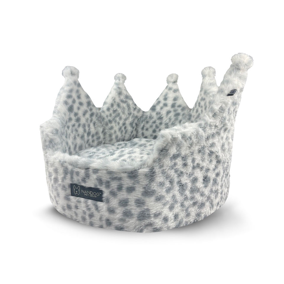 NANDOG Crown Collection Micro-Plush Dog & Cat Bed - Snow Leopard