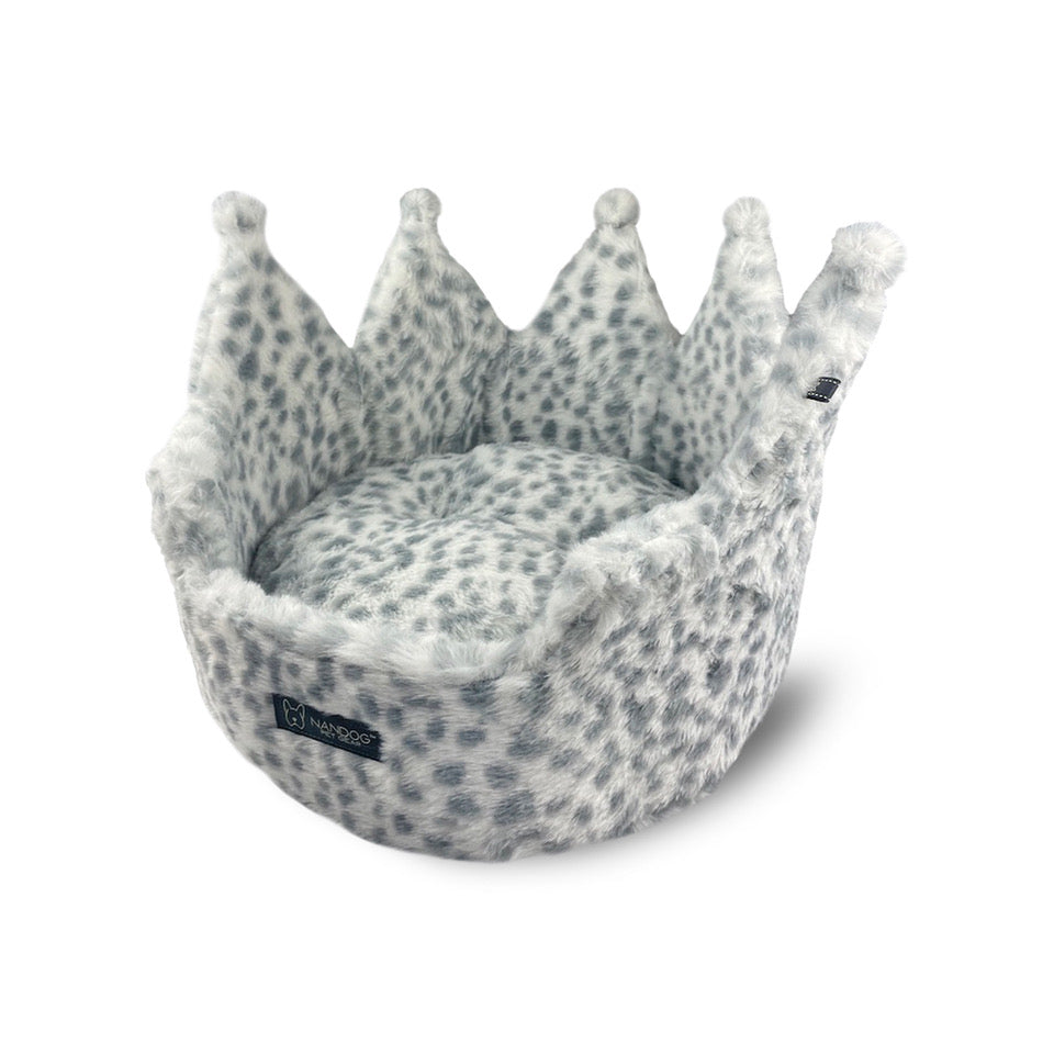 NANDOG Crown Collection Micro-Plush Dog & Cat Bed - Snow Leopard