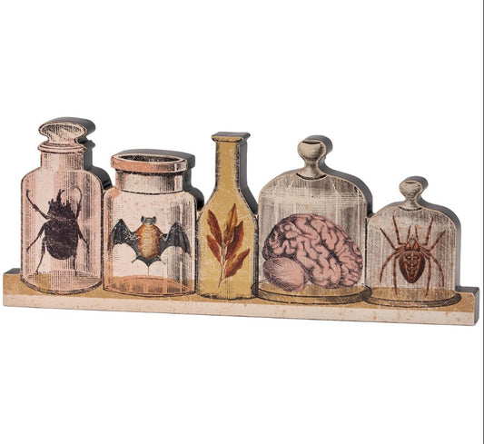 Primitives by Kathy Halloween Vintage Bottles Chunky Sitter