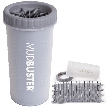 Dexas Lidded MudBuster Portable Dog Paw Cleaner - Medium with Lid (Light Gray) upc ends in 30888