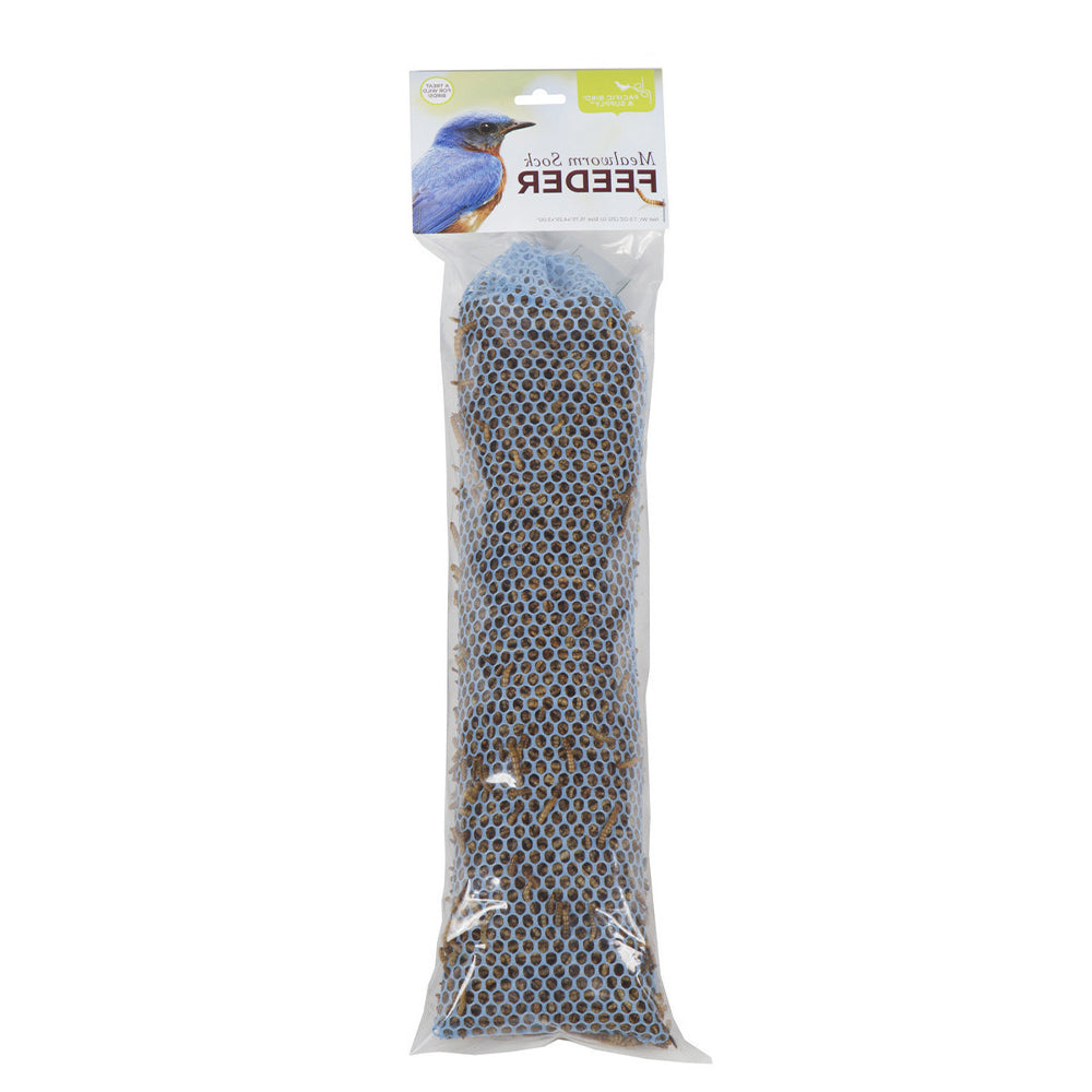 Pacific Bird & Supply CO Filled Mealworm Sock Feeder - Blue/White