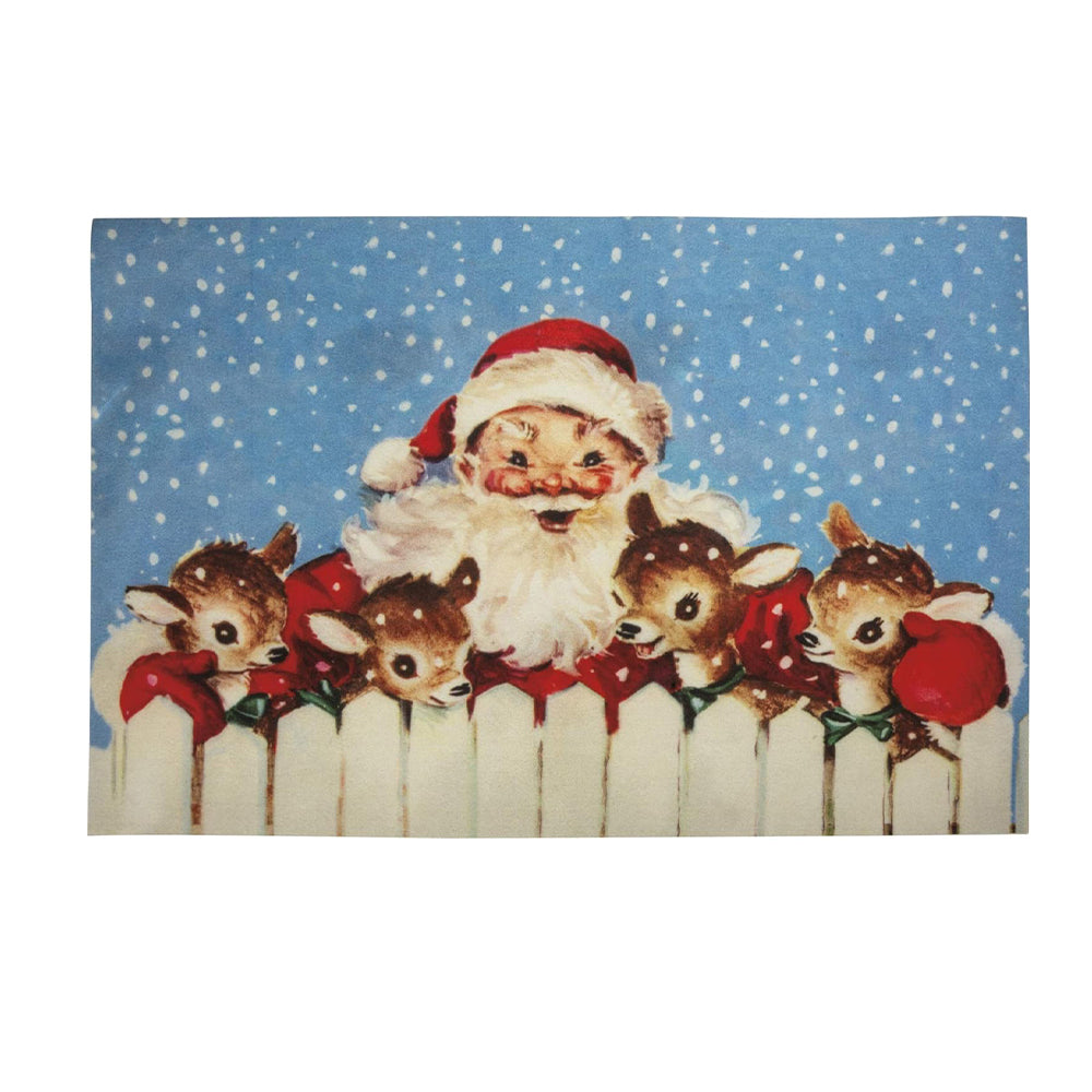 Primitives by Kathy Santa And Reindeer Entryway Christmas Indoor and Outdoor Door Mat Rug - 34" x 20"