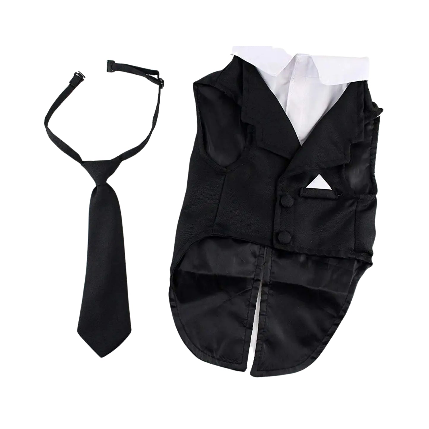 Midlee Dog Tuxedo Wedding Suit- Black Top Hat & Leash
