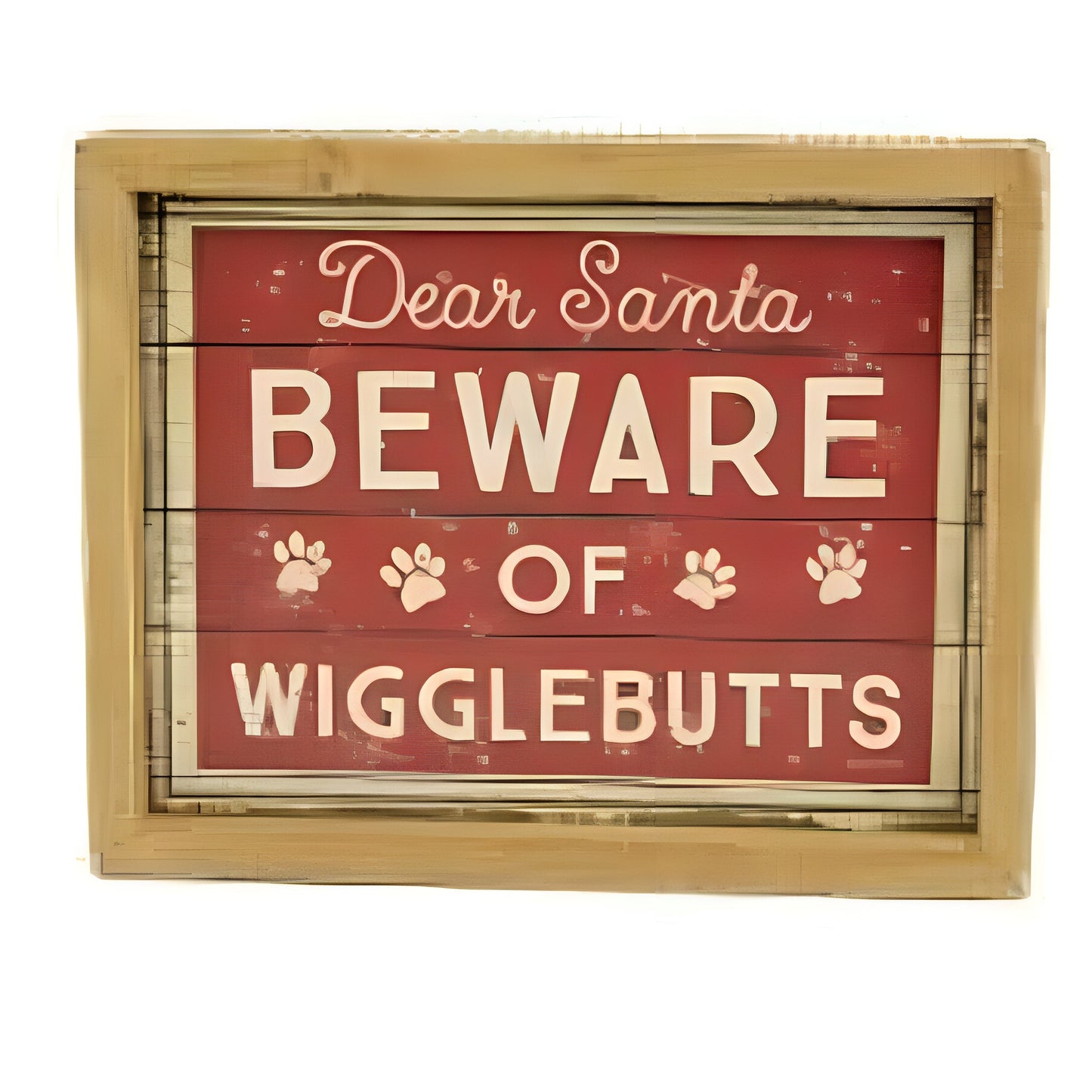 Primitives by Kathy Dear Santa Beware Of Wigglebutts Inset Box Sign