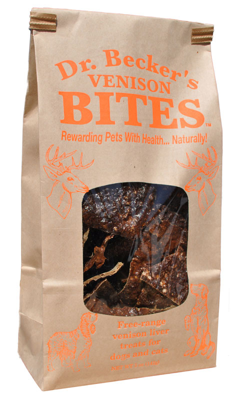 Dr. Becker's Venison Bites | 100% Pure Meat Protein | Grain Free Liver Training Treats for Dogs & Cats, 5 oz