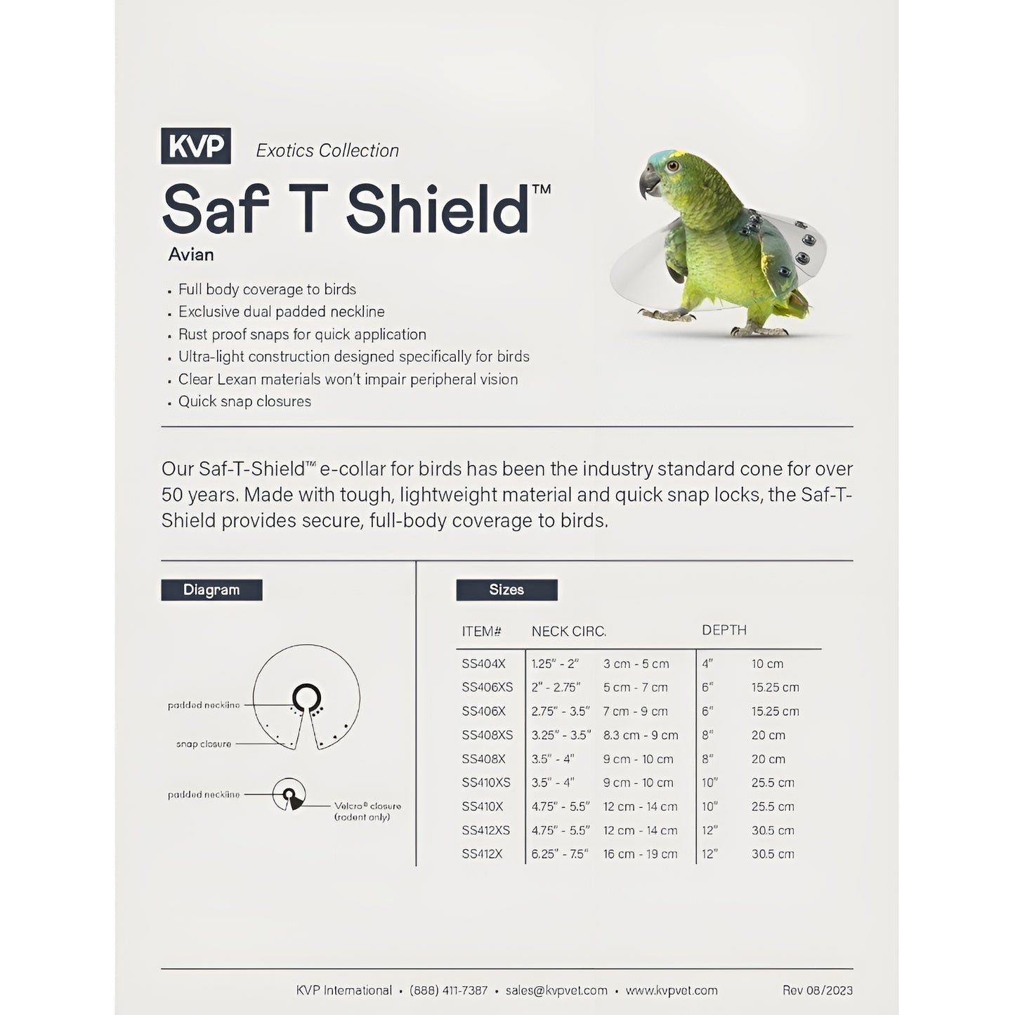 KVP SAF-T-SHIELD E-Collars for Birds 10" Diameter (3.5" - 4")