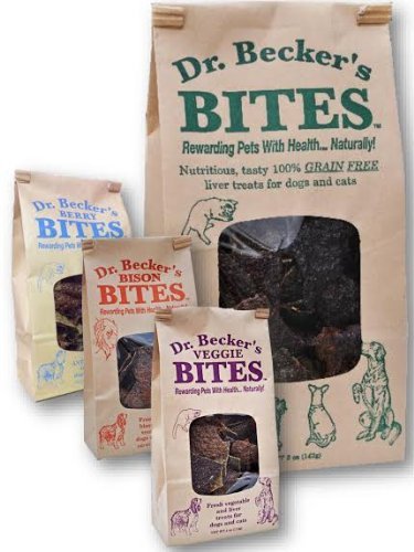 Dr. Becker's Bites Flavor Variety Pack | All Natural Whole Food | Four Versatile Treats for Dogs & Cats | Includes Bison, Beef, Veggie & Berry Bites