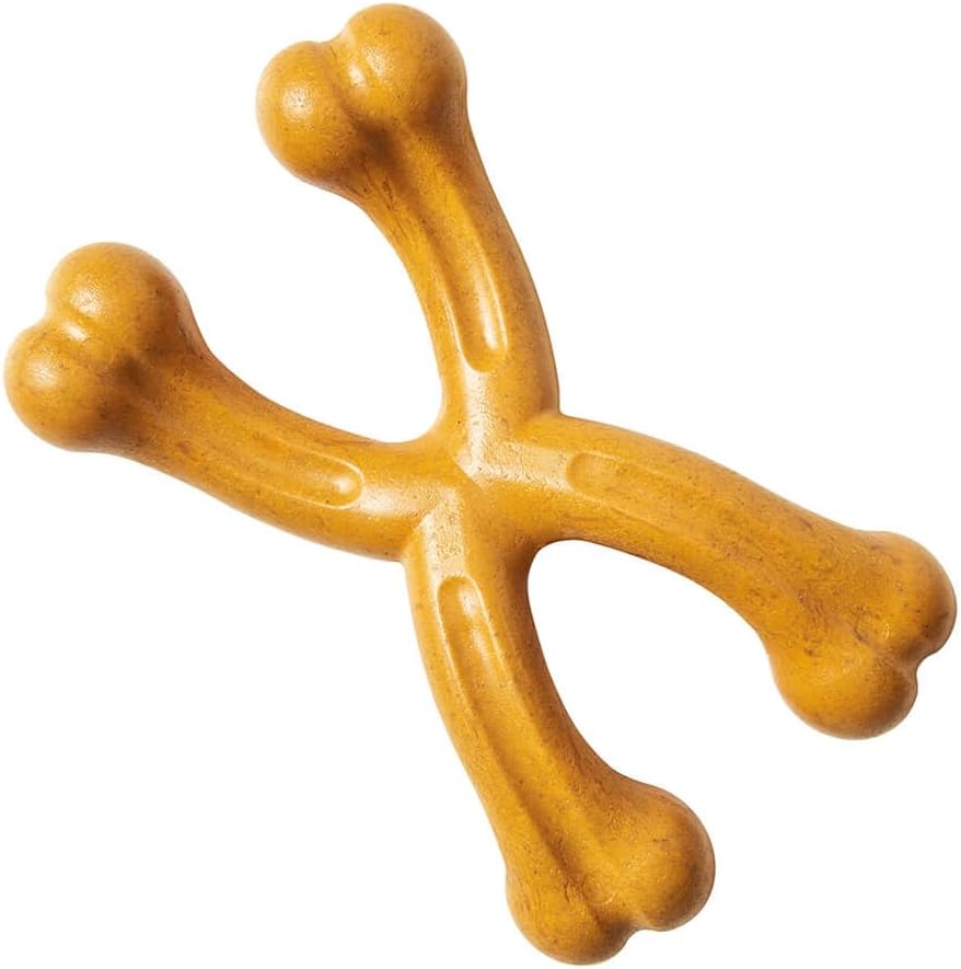 ETHICAL/SPOT Bam-Bone+ Double Wishbone Peanut Butter Flavor Dog Toy - 7"